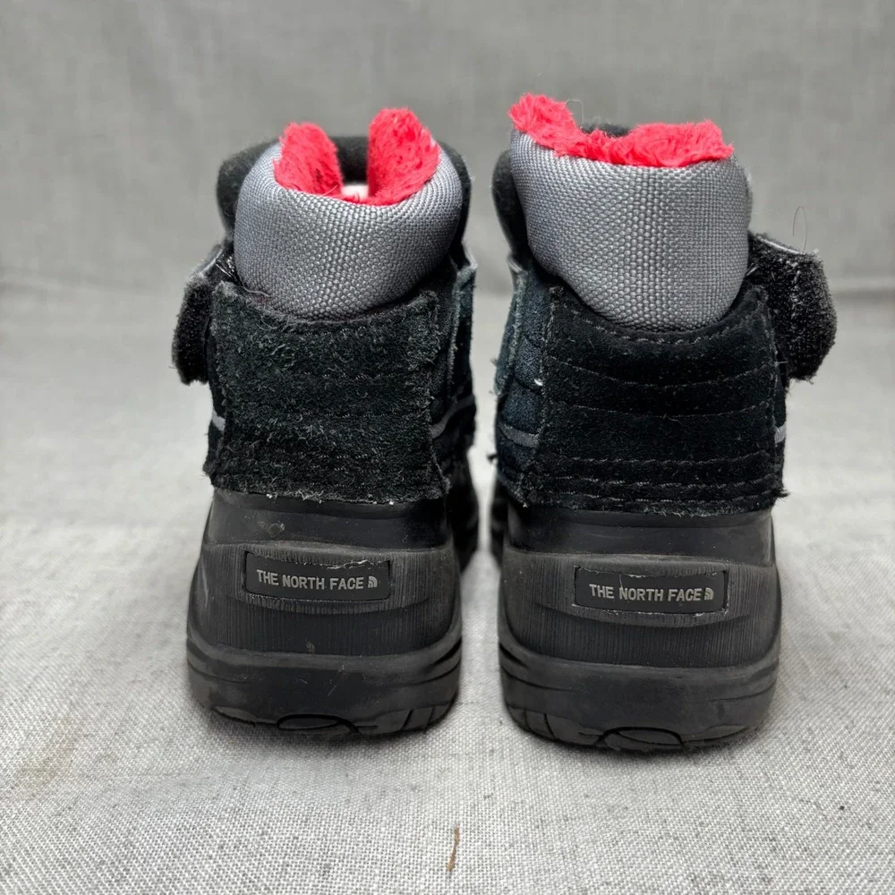 The North Face Alpenglow Kids Snow Boots Black Red Waterproof Size 8 Toddler